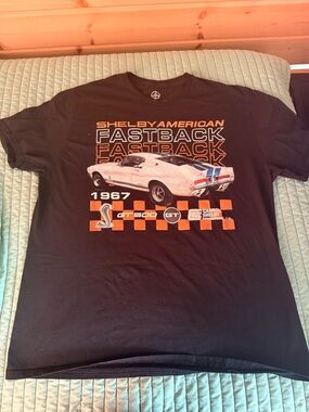 Shelby GT500 Fastback 1967 Graphic Tee Men’s 2XL Black Orange Muscle Car Shirt